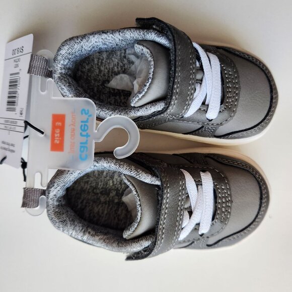 Carter's Just One You Baby Boys' Karson First Walker Sneakers - Gray Sz 3 Hook a - Picture 9 of 13